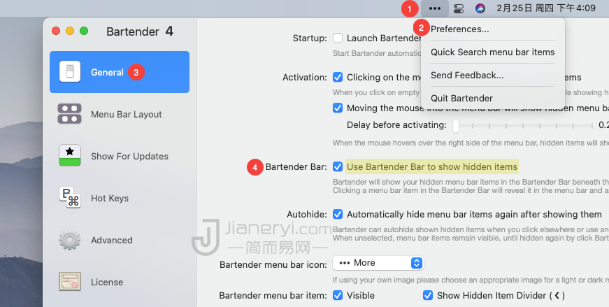 图片[4]丨Bartender 4 – 隐藏 Mac 上的顶部菜单栏图标管理工具丨简而易网
